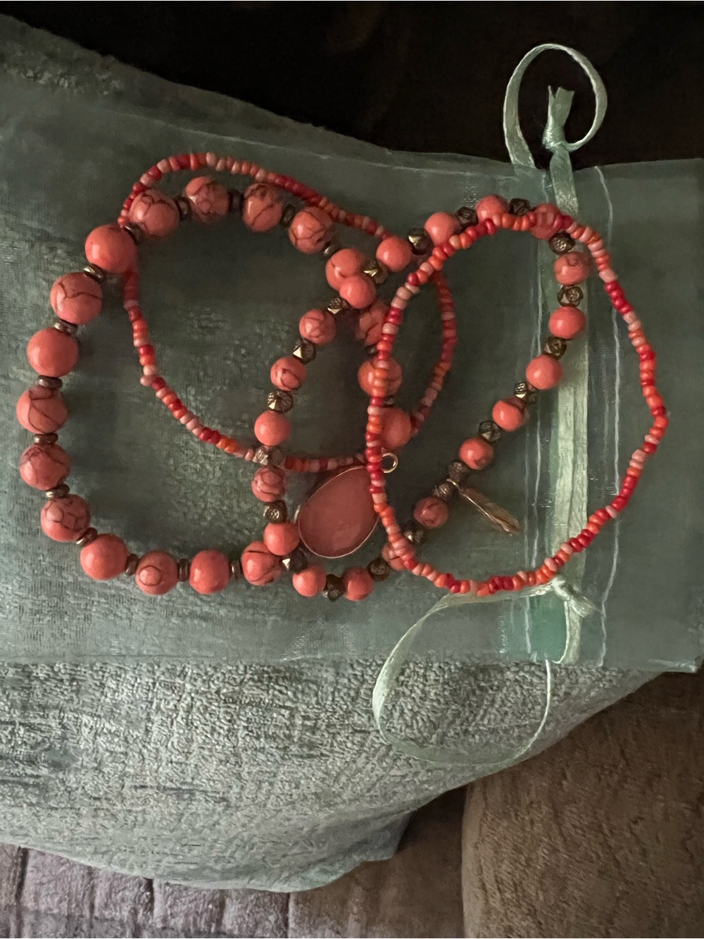Orange Beaded Stretch Bracelet Set - Women's Jewelry